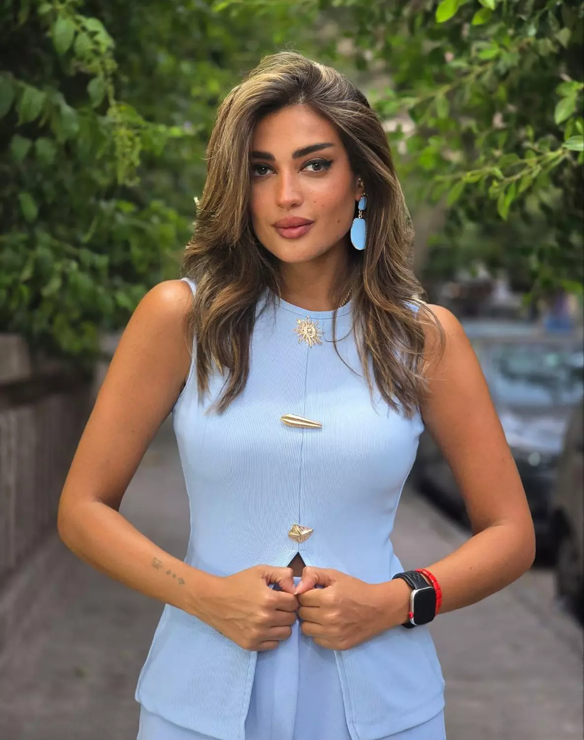 Baby Blue Top with Gold Buttons  image