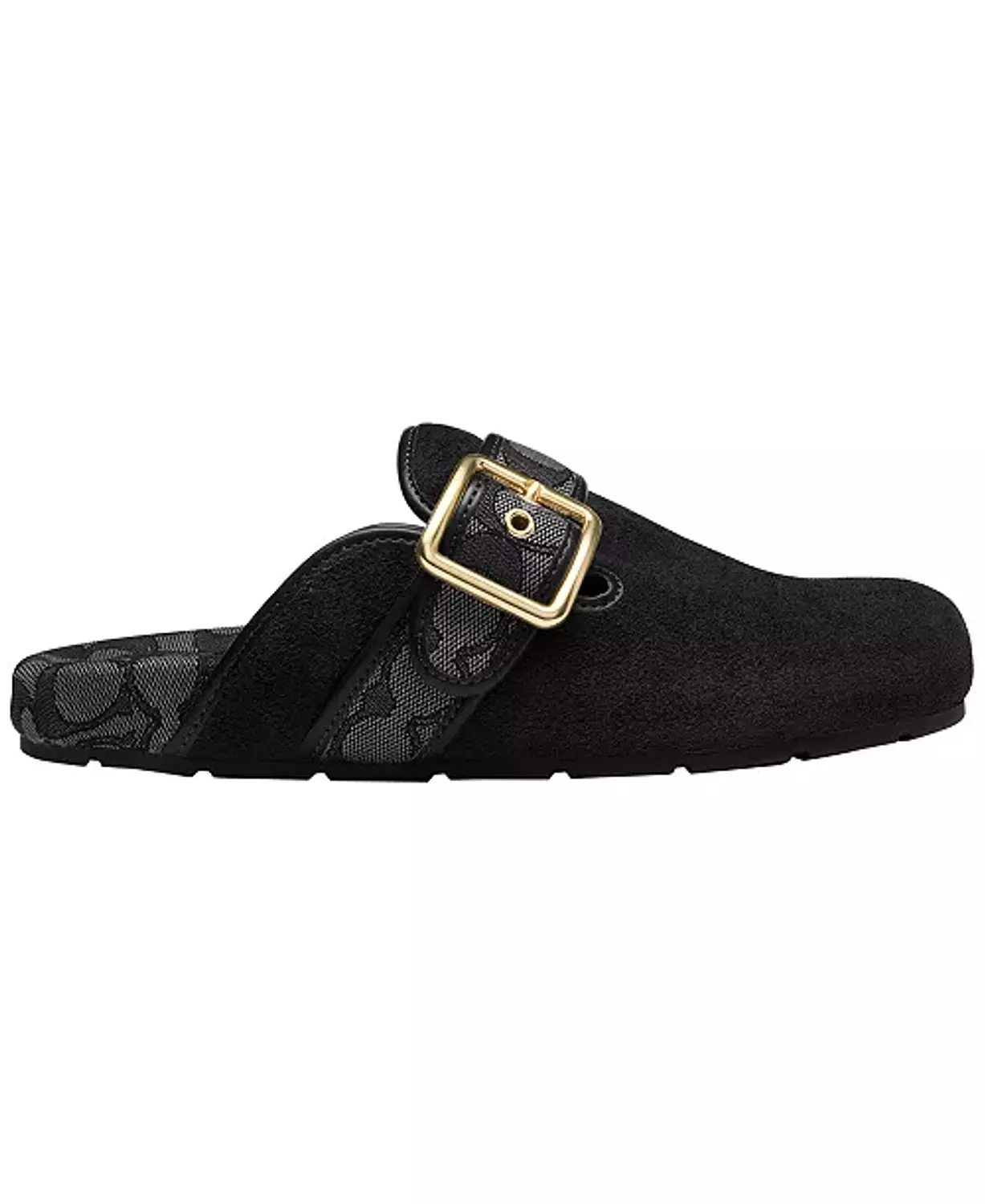 Coach Archival Buckle Clogs in Suede Black   image