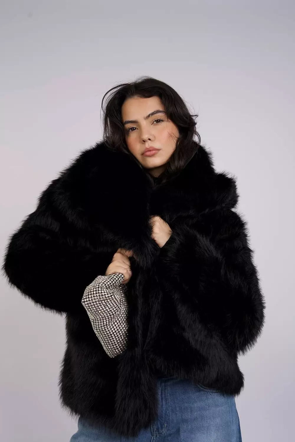 Imported fur jacket with elegant collar  21