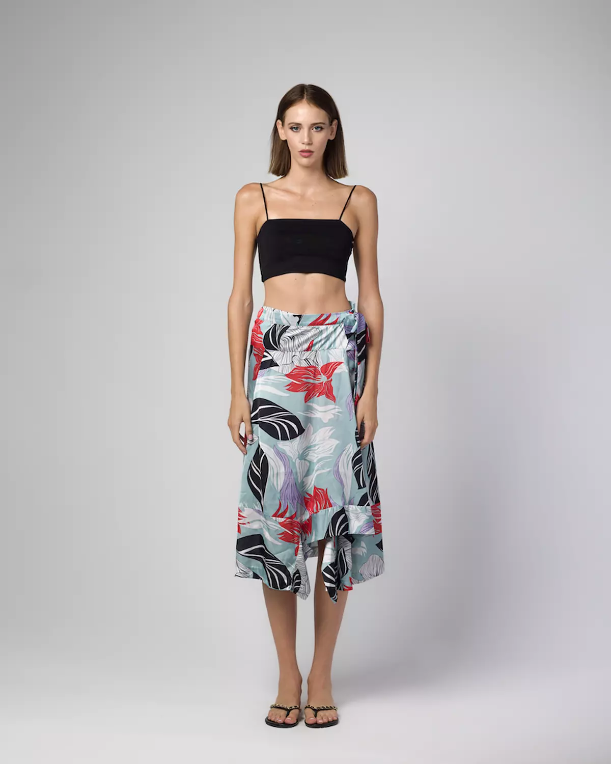 THE ASYMMETRIC WRAP SATIN SKIRT image