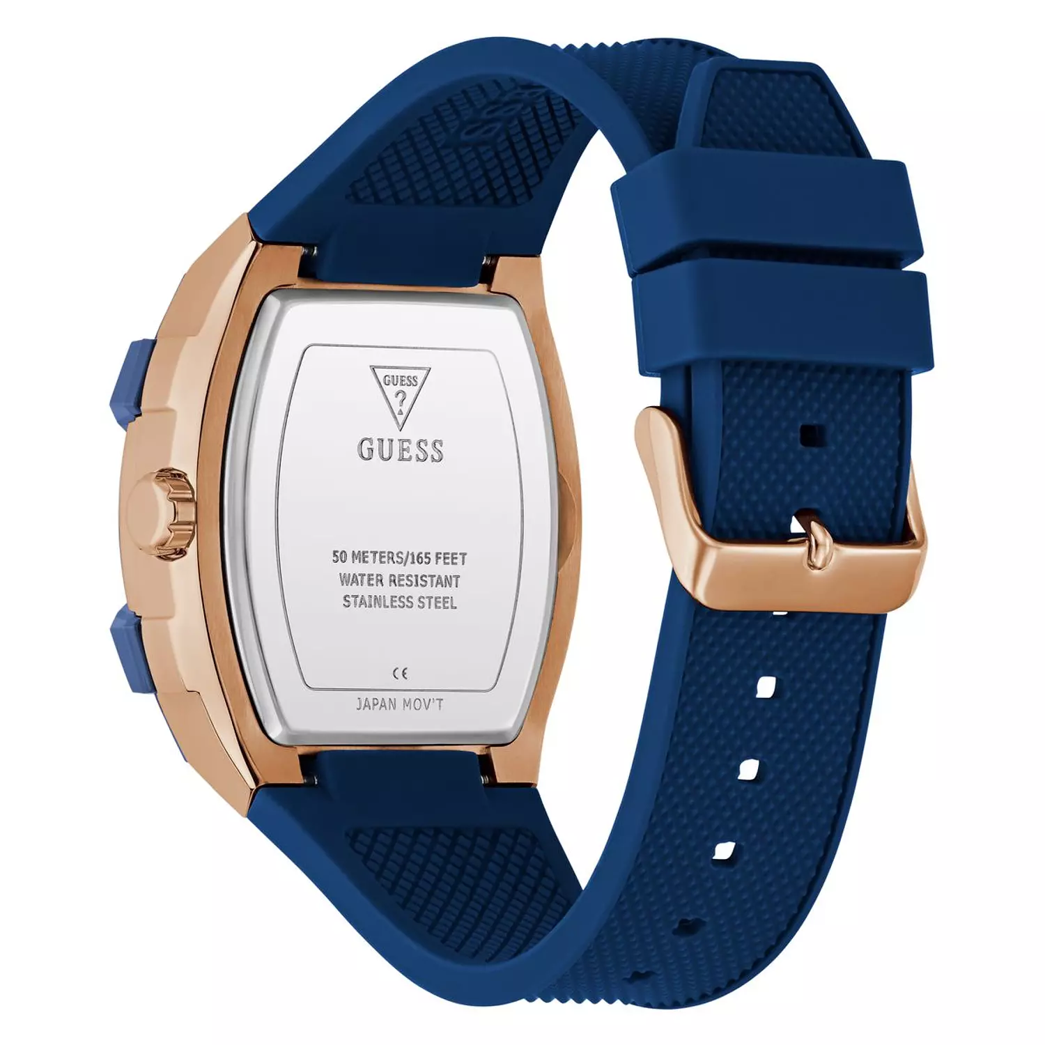 GUESS Mens Blue Rose Gold Tone Multi-function Watch Blue Silicone Strap GW0956G4 2