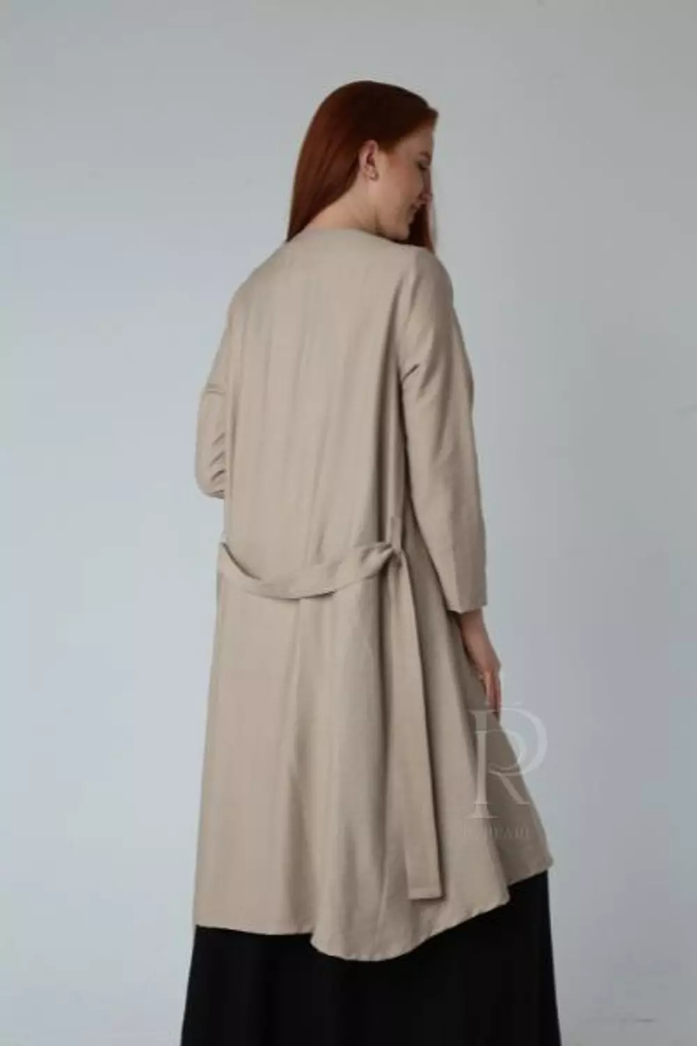 Knee level Linen Cardigan - Beige 3
