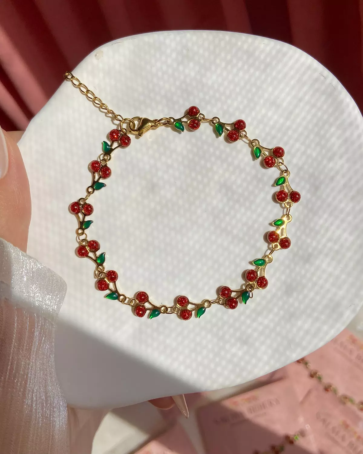 Cherry stainless steel bracelet 🍒 image