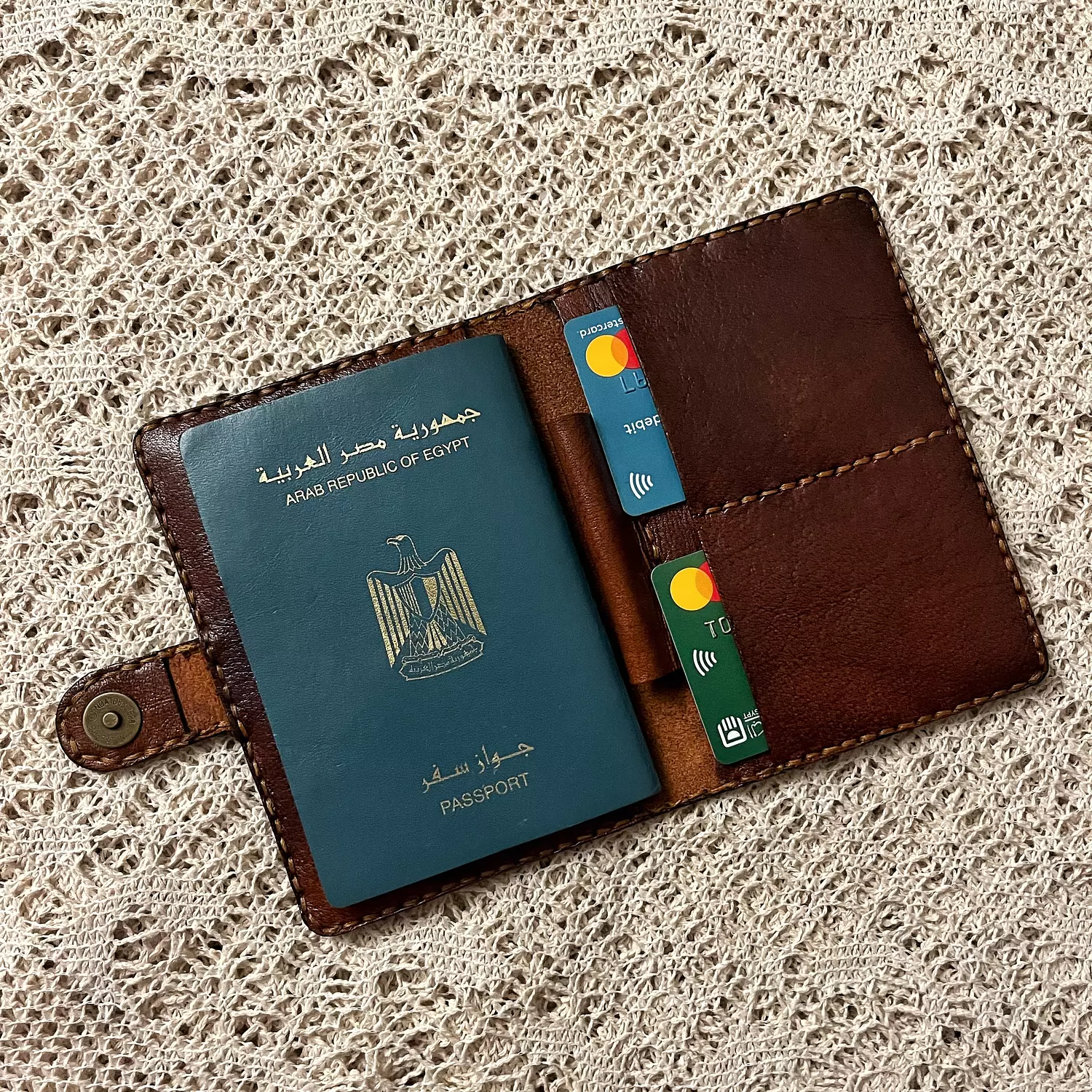 Birds & branches tooled leather passport holder  hover image