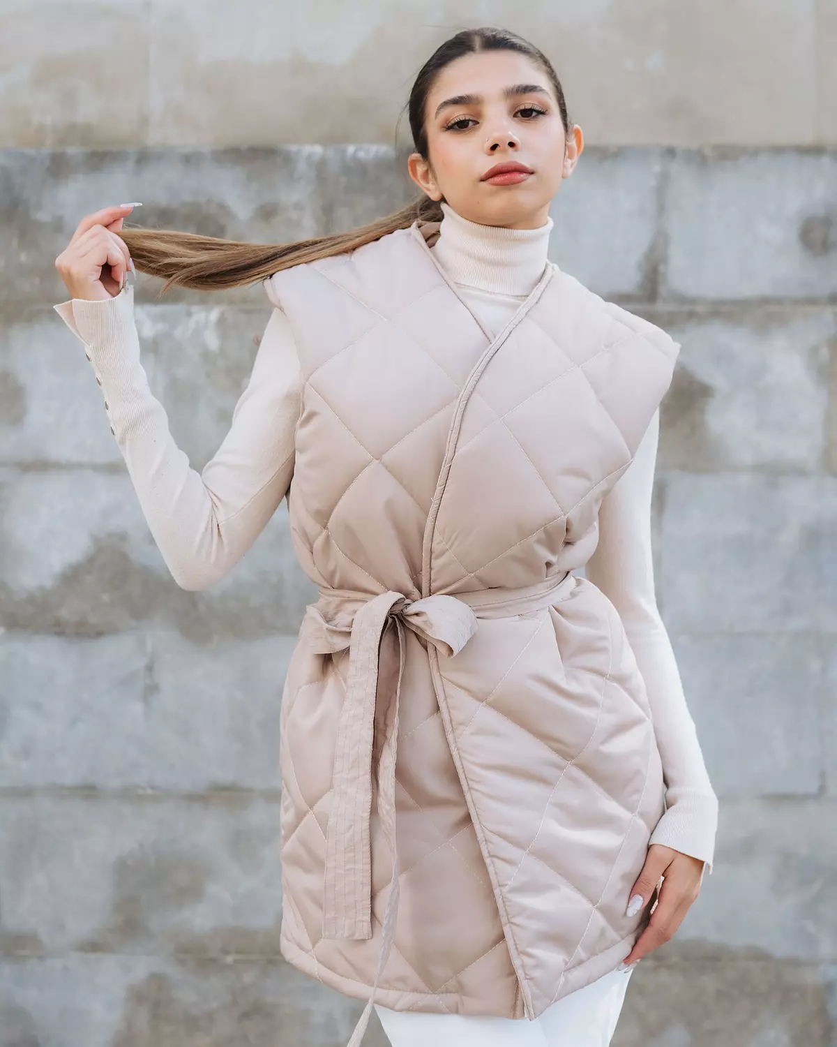Beige Puffer vest  image