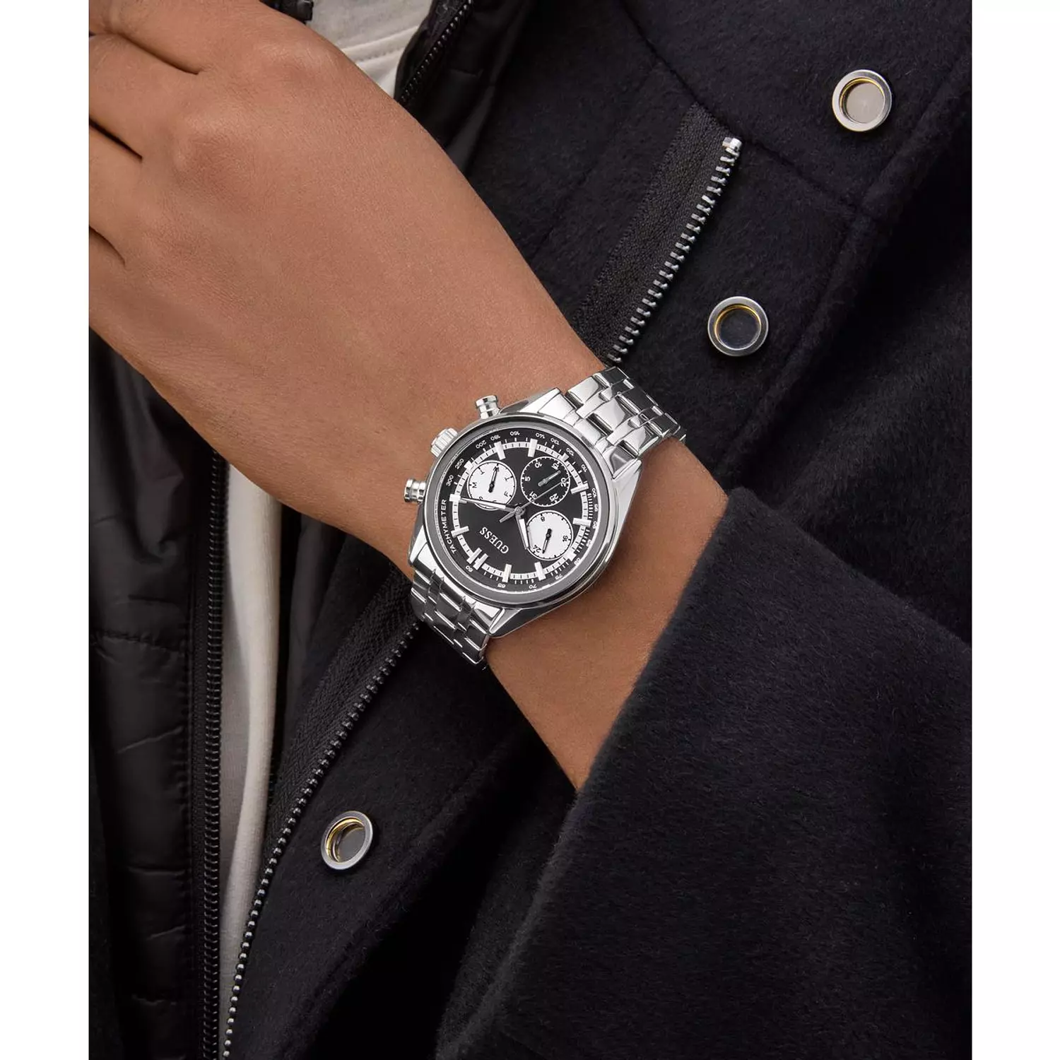 GUESS Mens Silver Tone Multi-function Watch Silver Tone Stainless Steel Bracelet GW0971G1 7