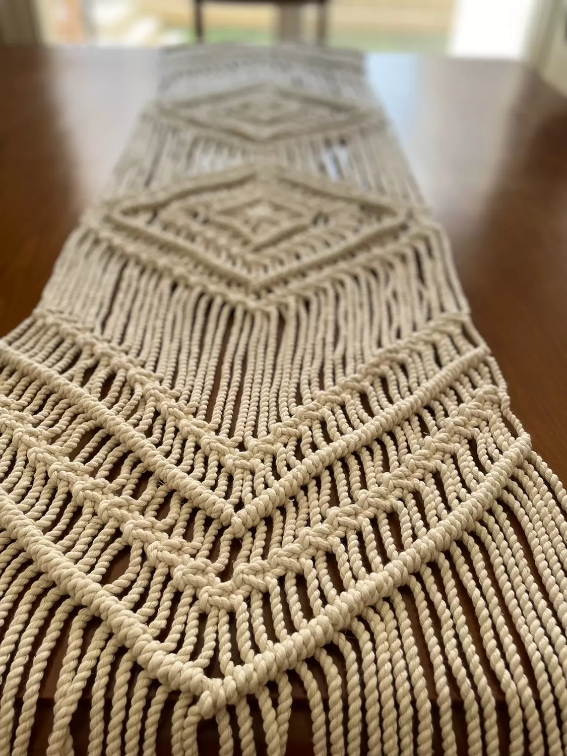 Cotton Macrame Double Diamond Runner    3