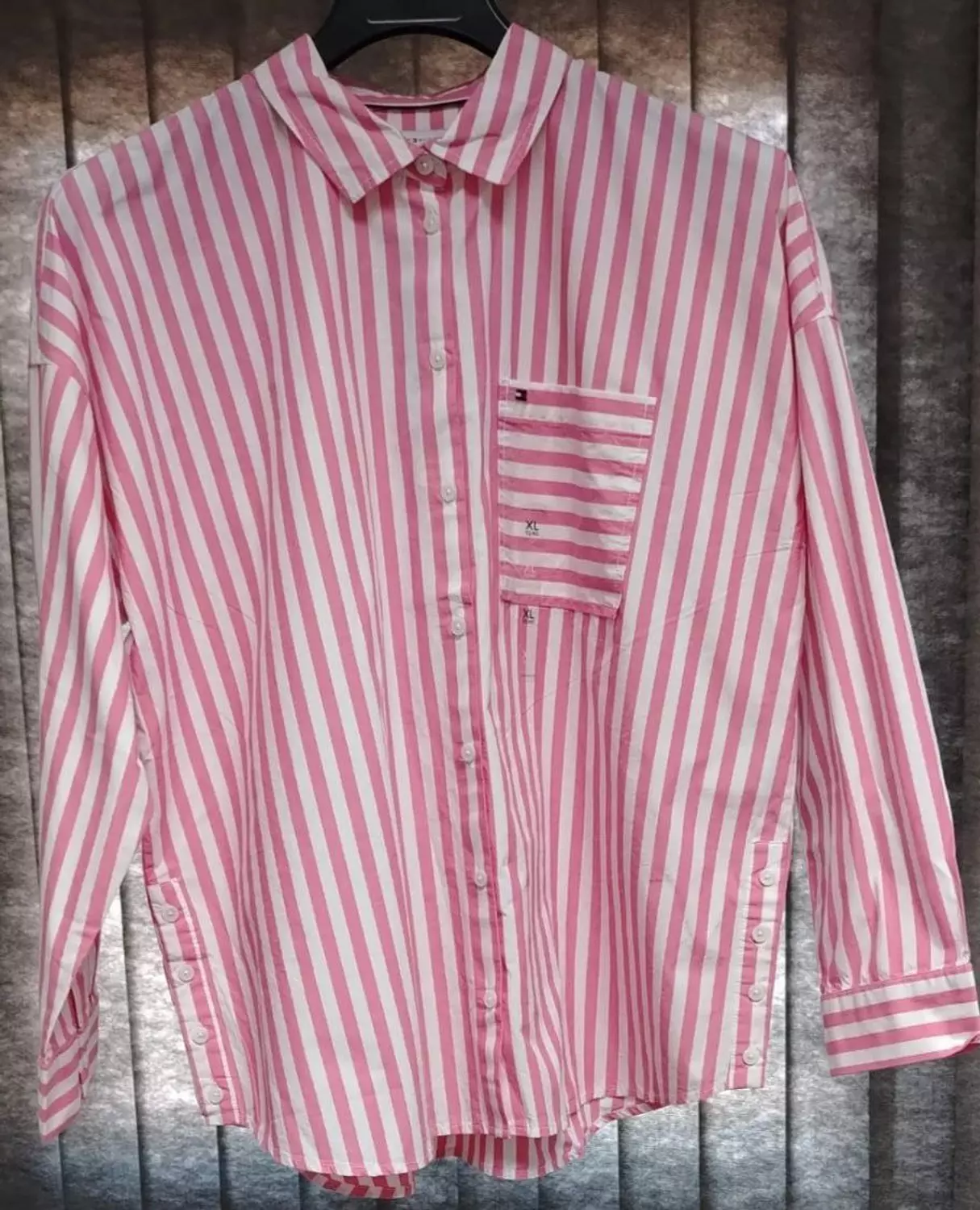 Tommy hilfiger pink and white stripes blouse image