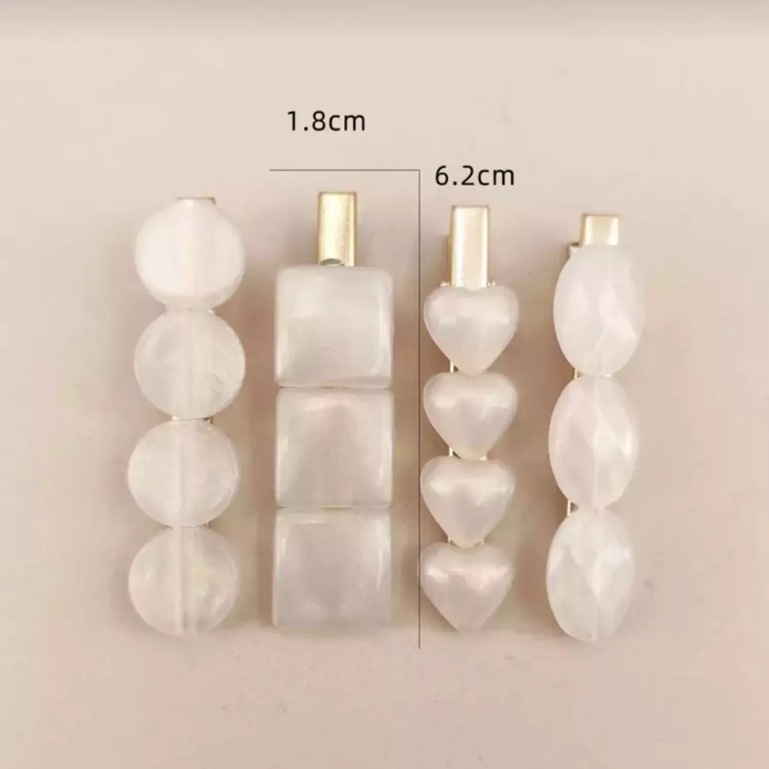 4 Pc Ivory Acrylic Hair Clips Set 2