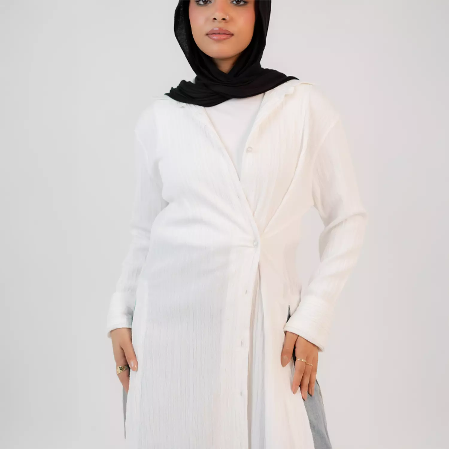 Shirt dress cotton - White  3