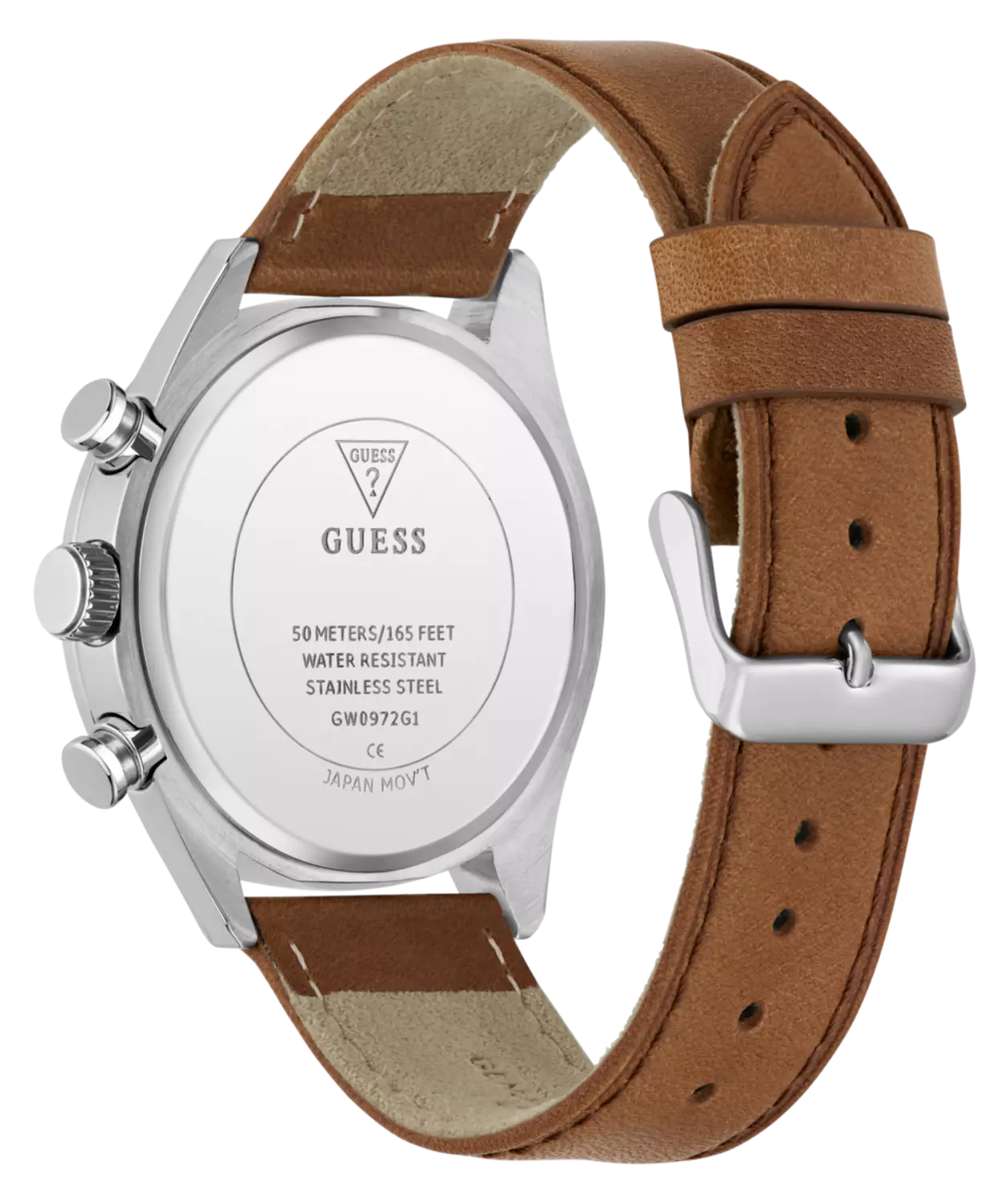 GUESS Mens Brown Silver Tone Multi-function Watch 1