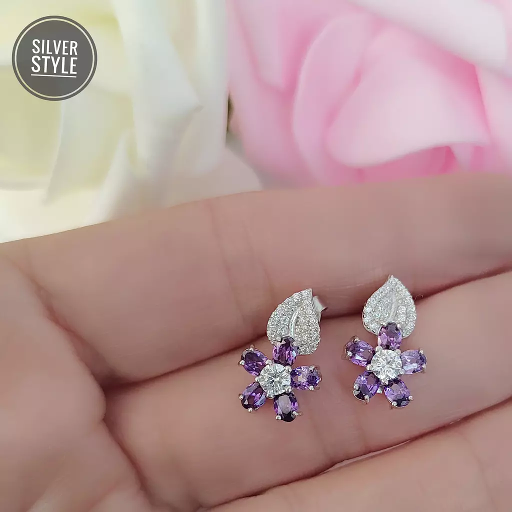 Purple flower Earrings