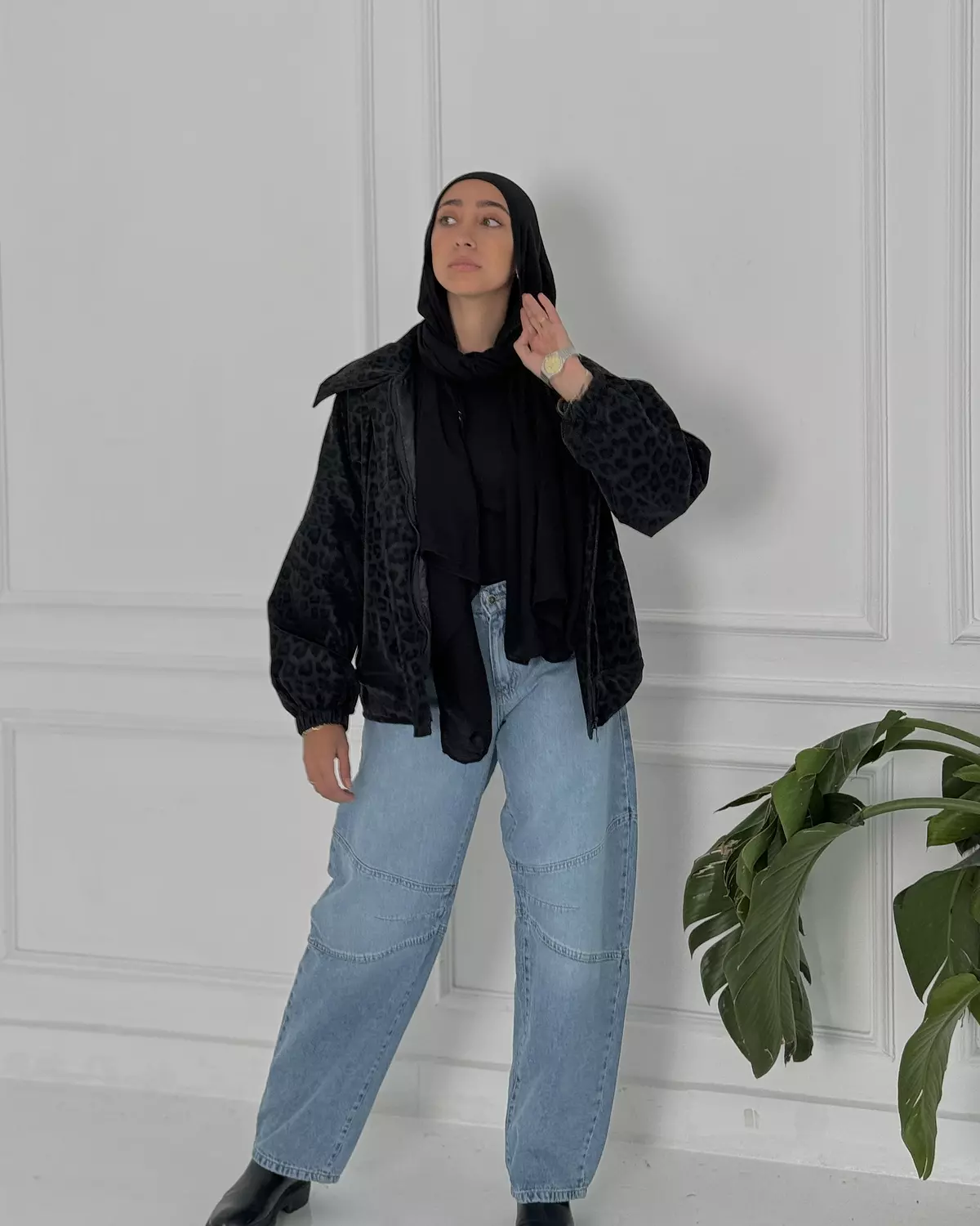 Balloon denim pants 4