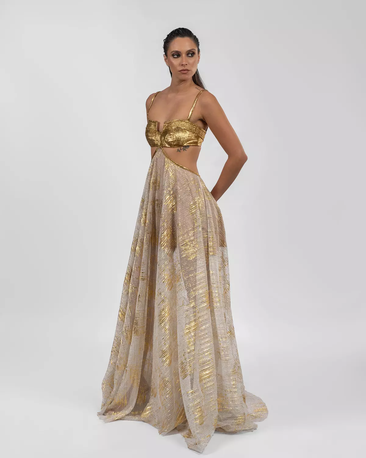 Striking Gold Backless Dress 2