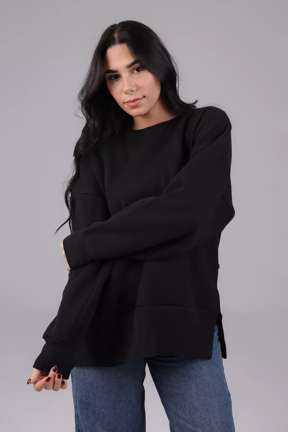Side Slit Crew Neck