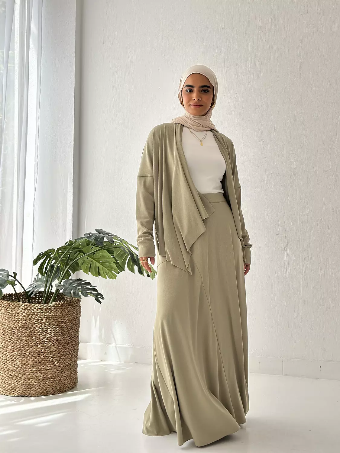 Elegance In Motion Skirt Set In Olive 3