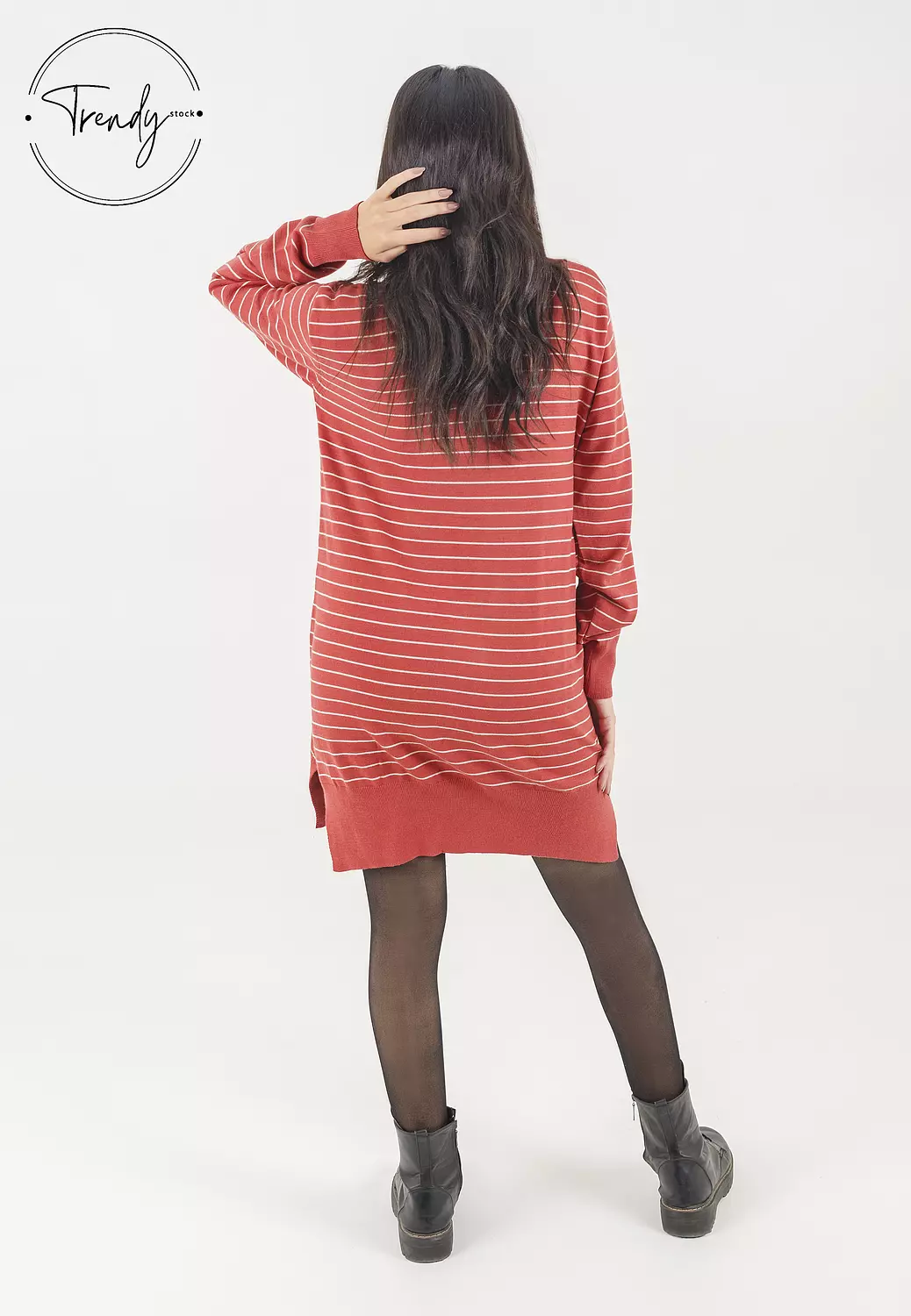 Orange Stripped Short Dress 1