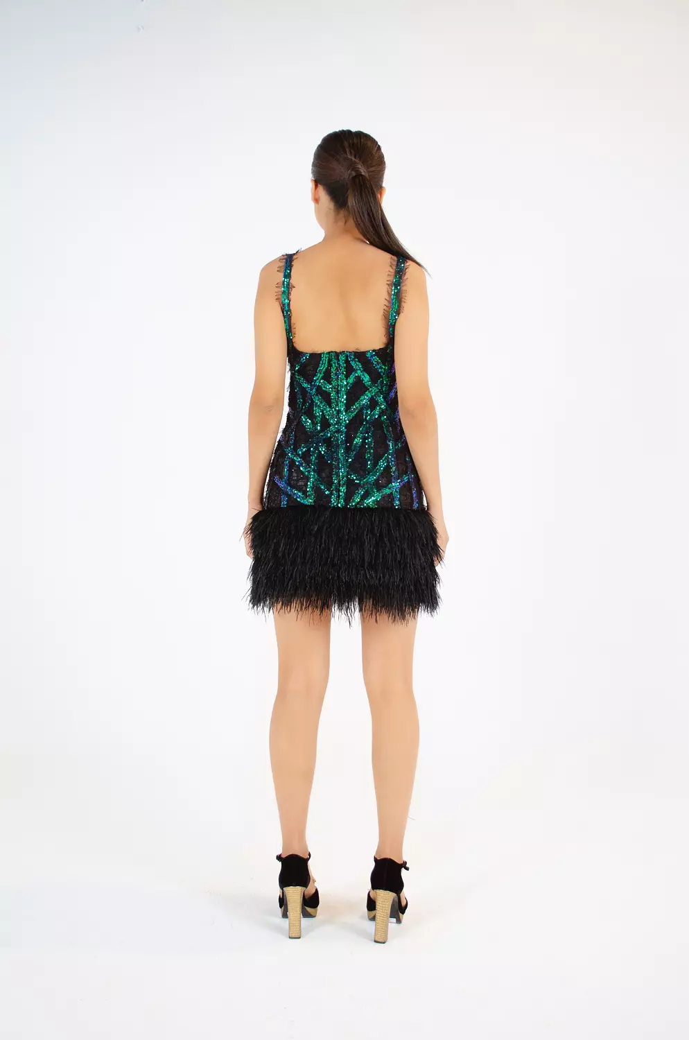 Opulent Blue-Green Sequin Dress 2