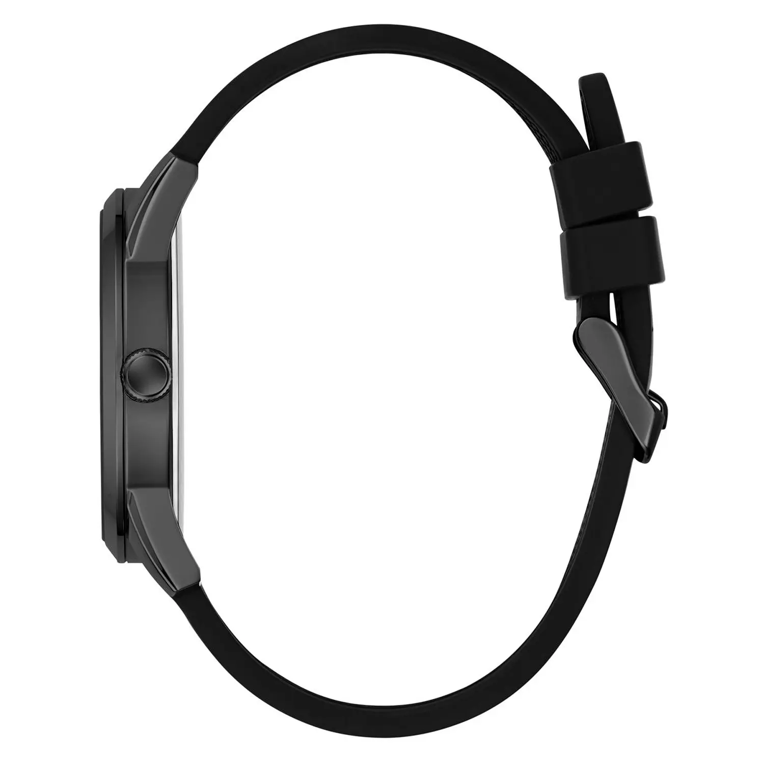 GUESS CLARK Mens Black Analog Watch Black Silicone Smooth Strap 1