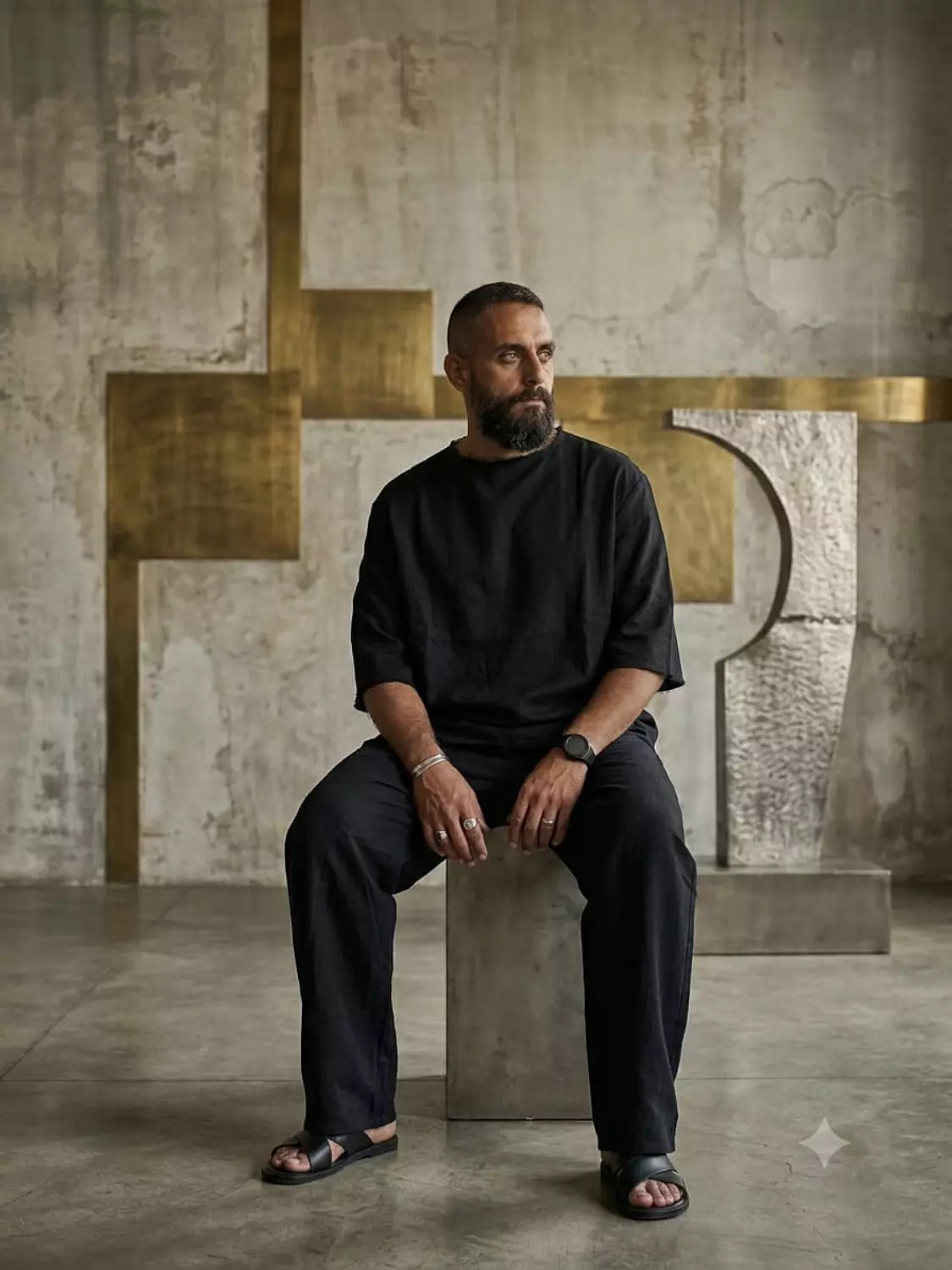 Black Linen Regular Pants  2