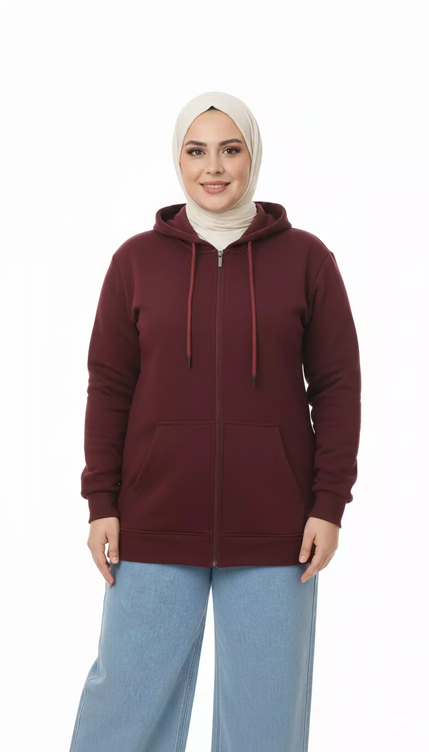 Unisex Plus Size Daily Comfort Full-Zip Hoodie 2
