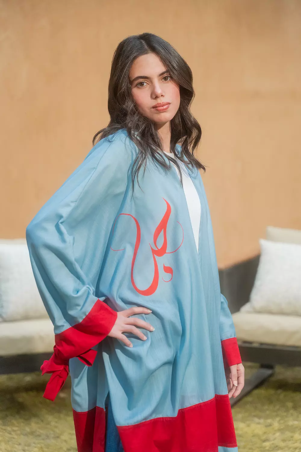حب Love – Ramadan Kaftan (Baby Blue & Cherry Red) image