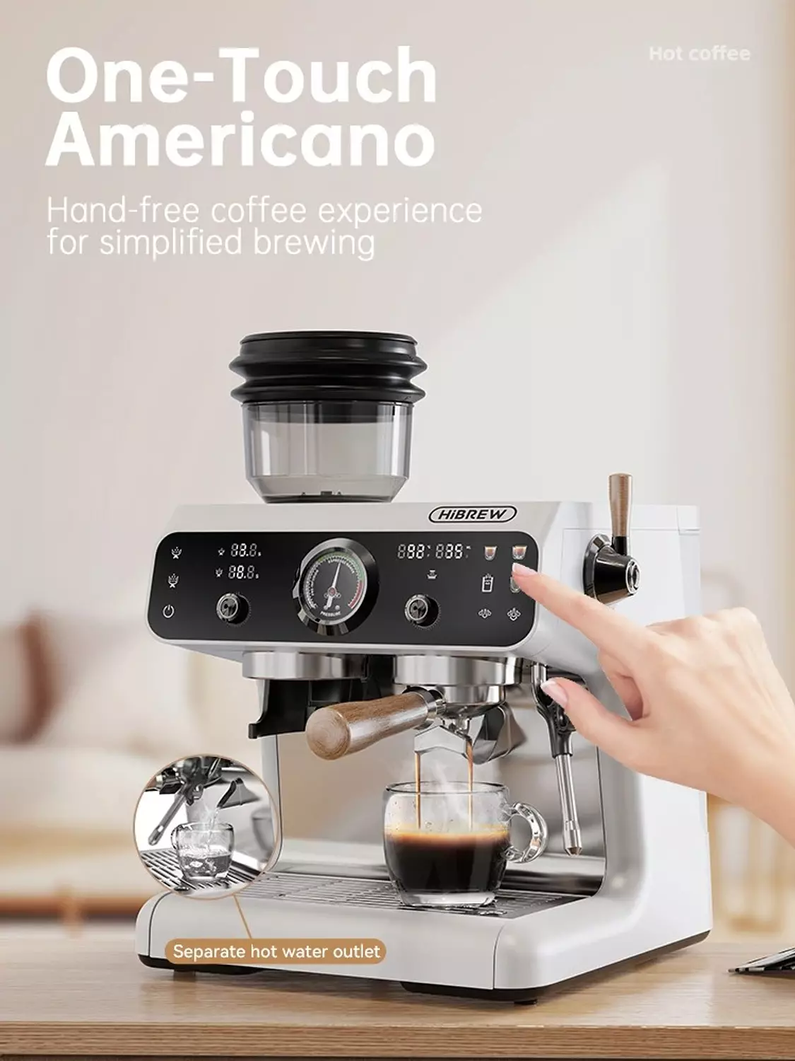 HiBREW H7B Espresso Machine with Grinder BEAN TO CUP 2