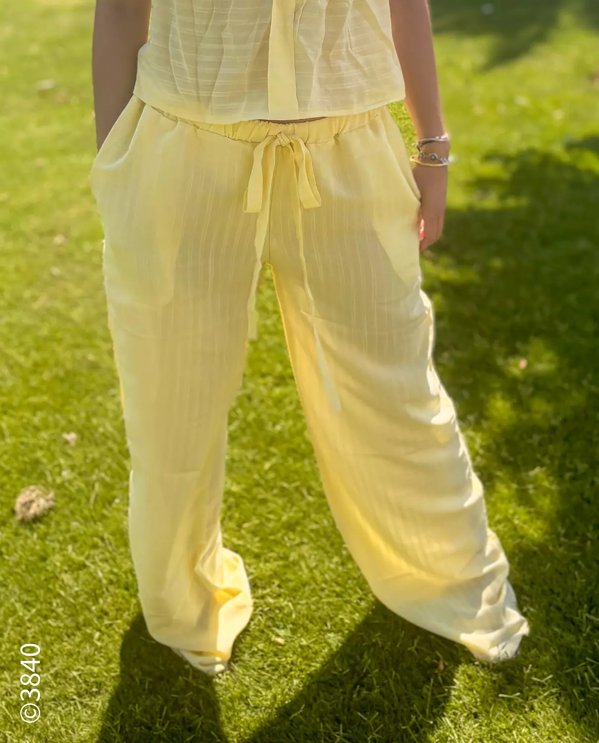 Lightweight Linen -blend Pants 🌼 Lemon Yellow image