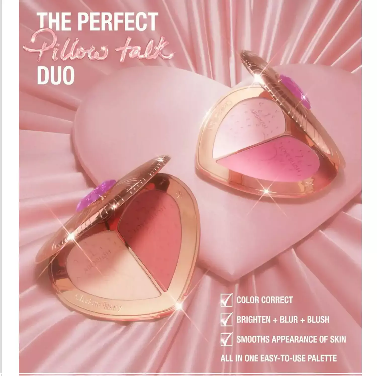 Pillow Talk Beauty Soulmates Airbrush Flawless Finish Brightening and Blush Powder Palette 6