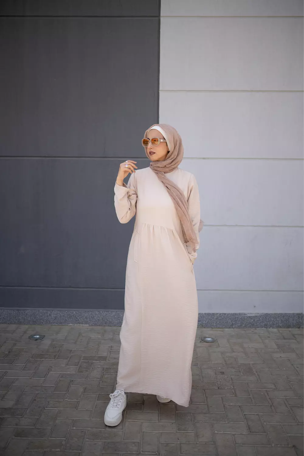 Beige Spanish Linen Flowy Dress 1