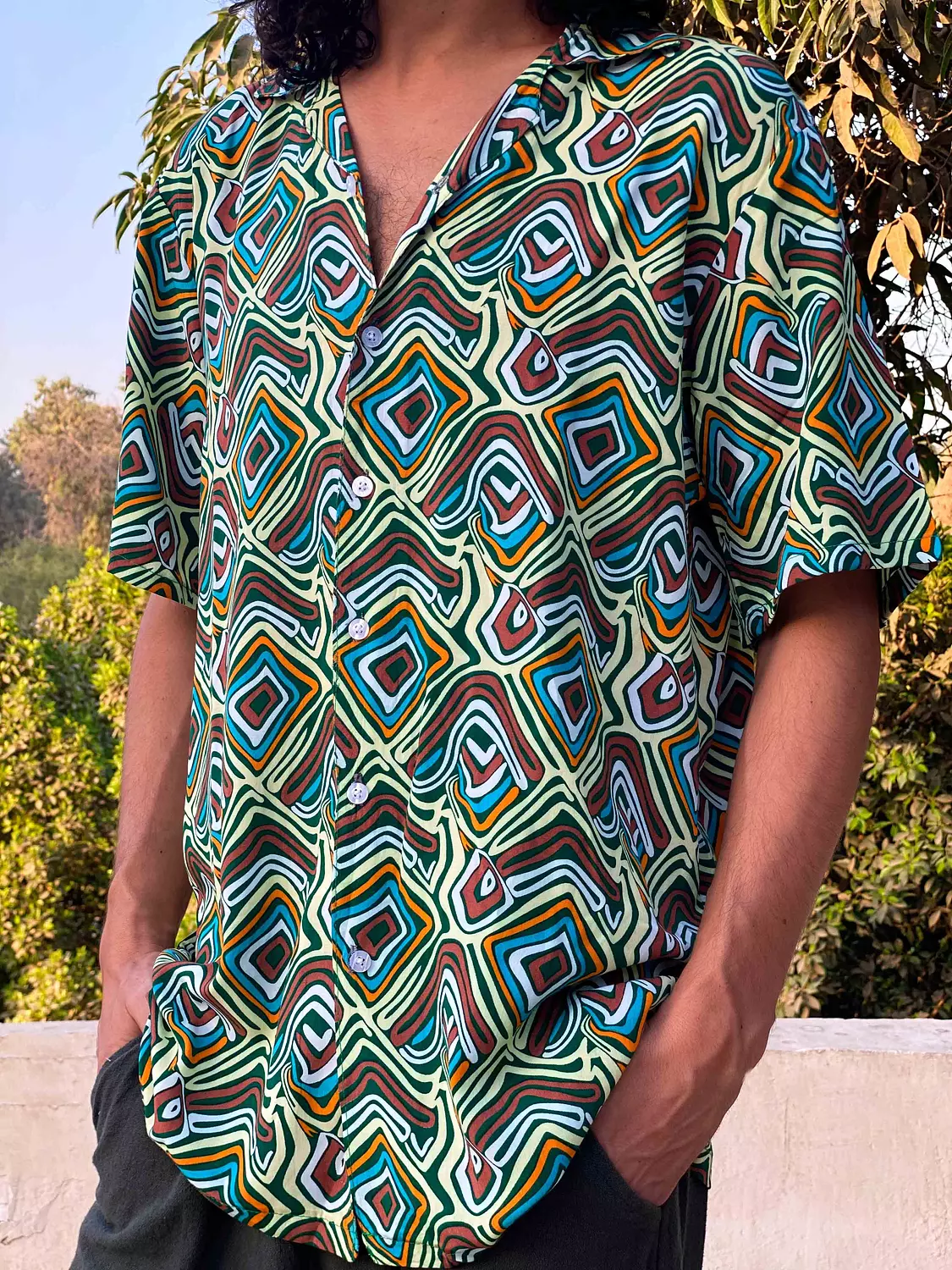 Loosefit Melty Multicolored Viscose Shirt 1