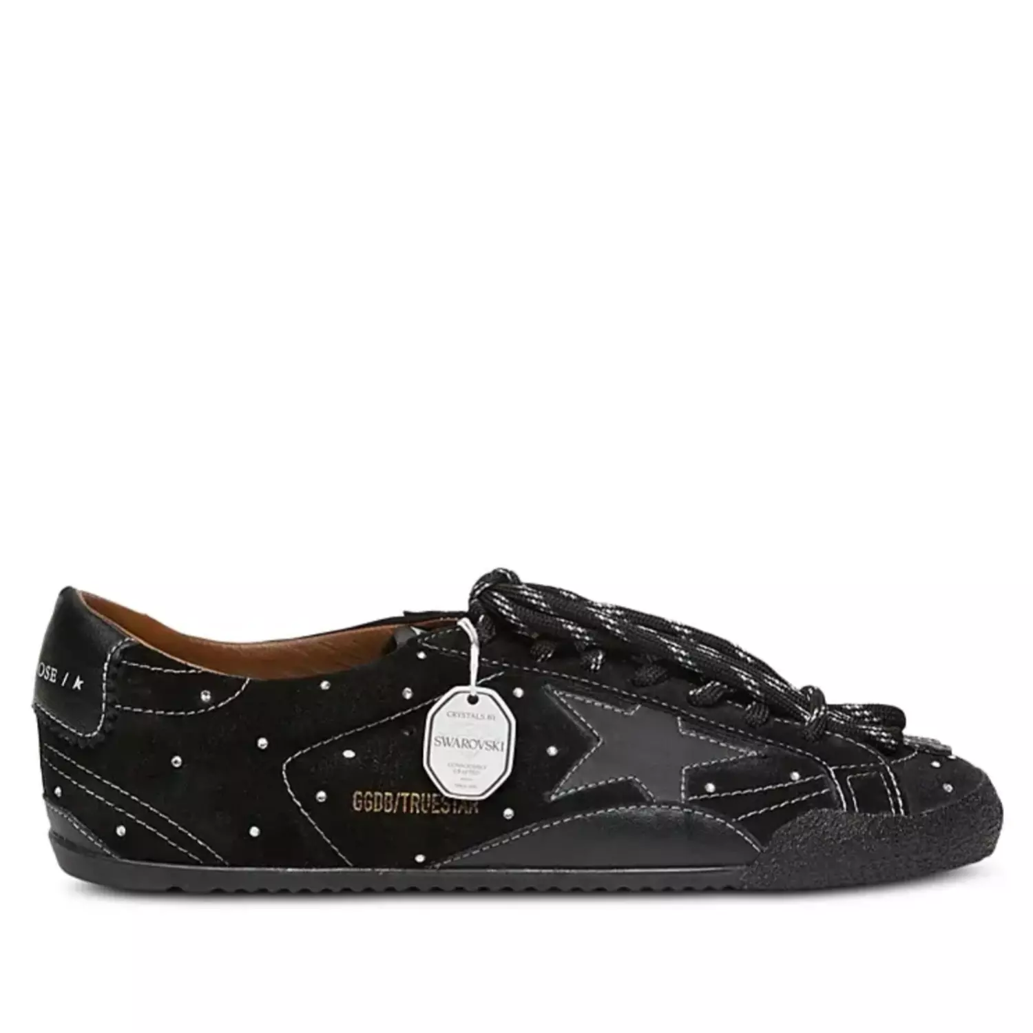 Golden goose True-Star Donna in suede nero con cristalli Swarovski e stella in pelle nera image