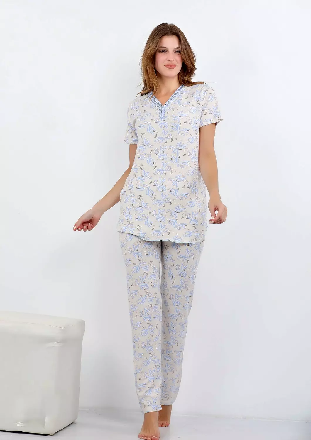 V145 Palms full-length pants pajama set 1