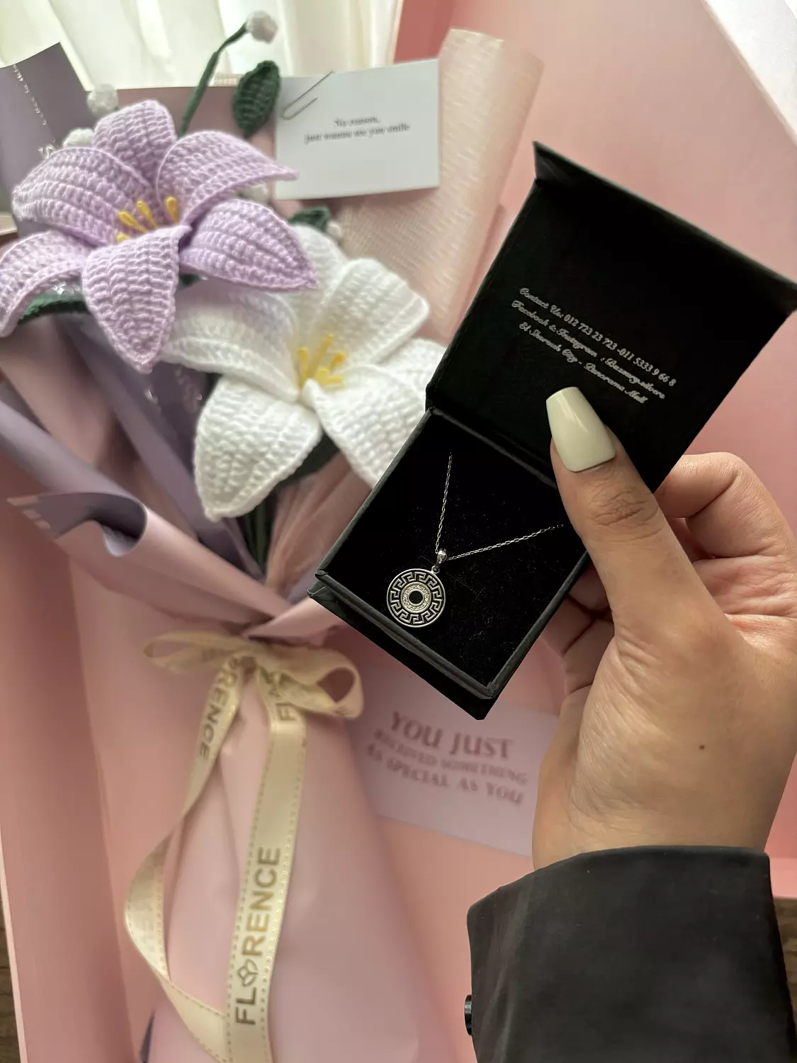 Versace Silver Necklace with Your Sky – Purple Edition | Florence Gift Box 1