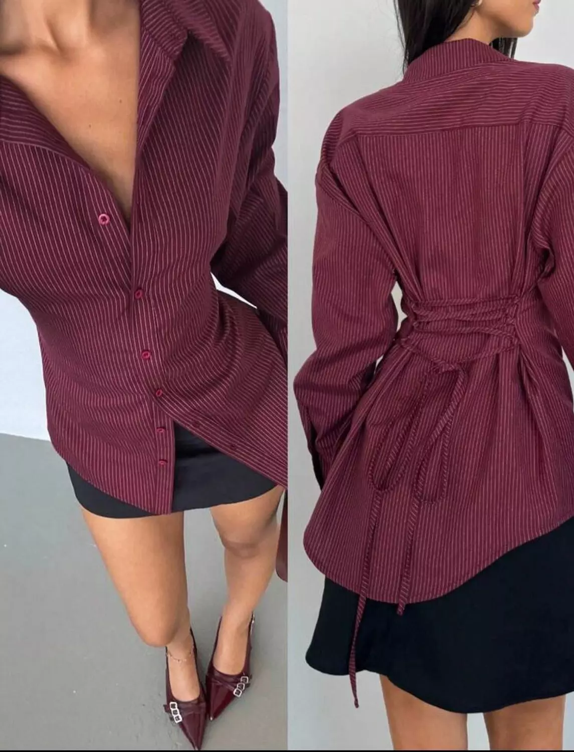 <p style="text-align: start">Striped chemise</p>