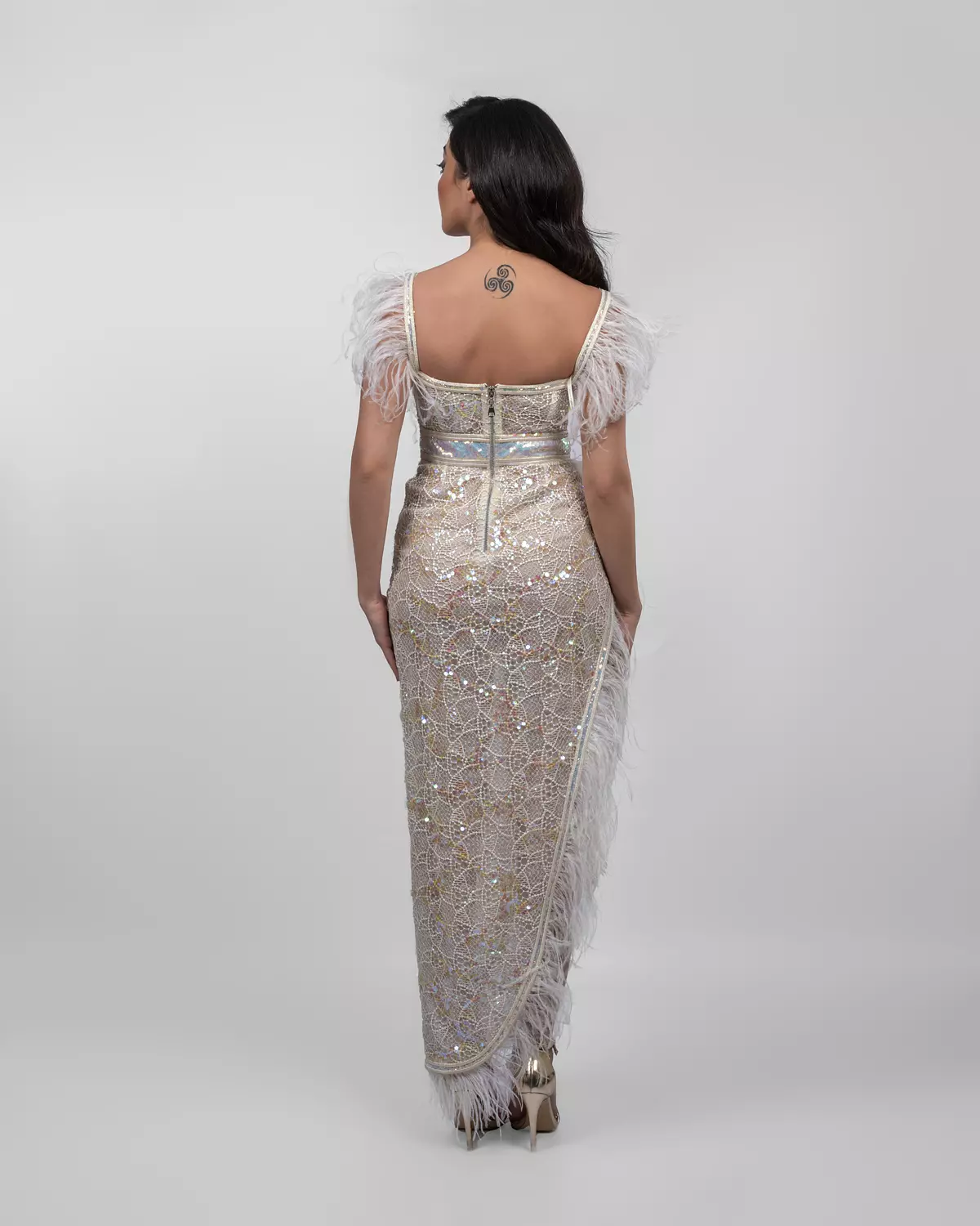 Opulent White Sequin Dress 10