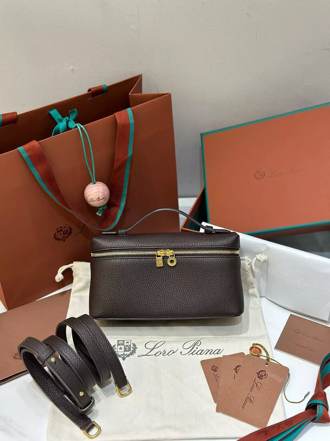 Loro piana L19 Chocolate Brown with Gold Hardware  image