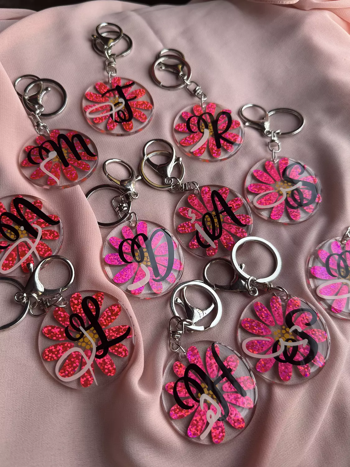 Floral Arabic/English Acrylic Keychain ( By Order ) 2