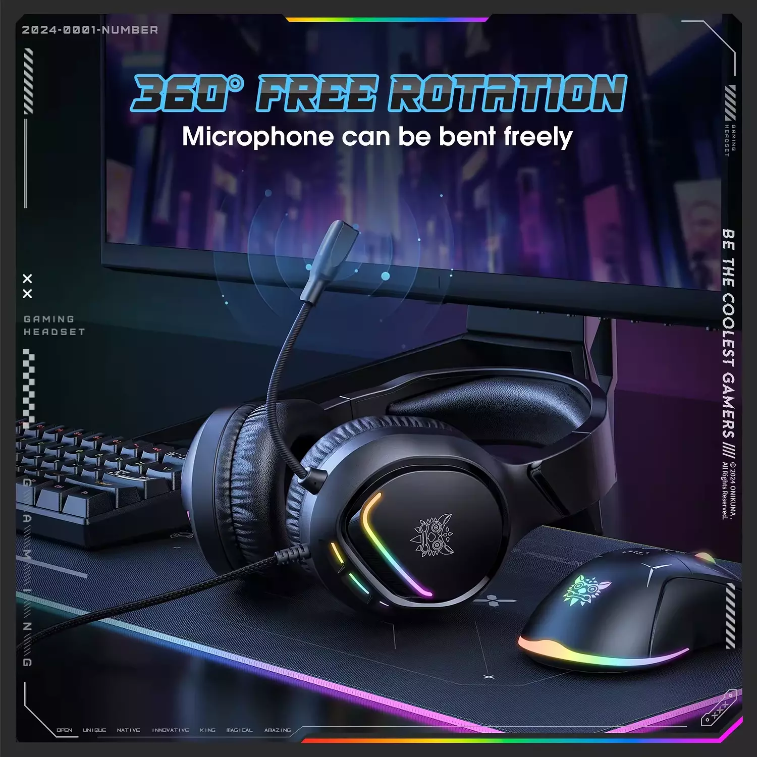 Onikuma X31 Gaming Headset - RGB Lighting - Noise-Canceling Mic - High-Fidelity Sound 2