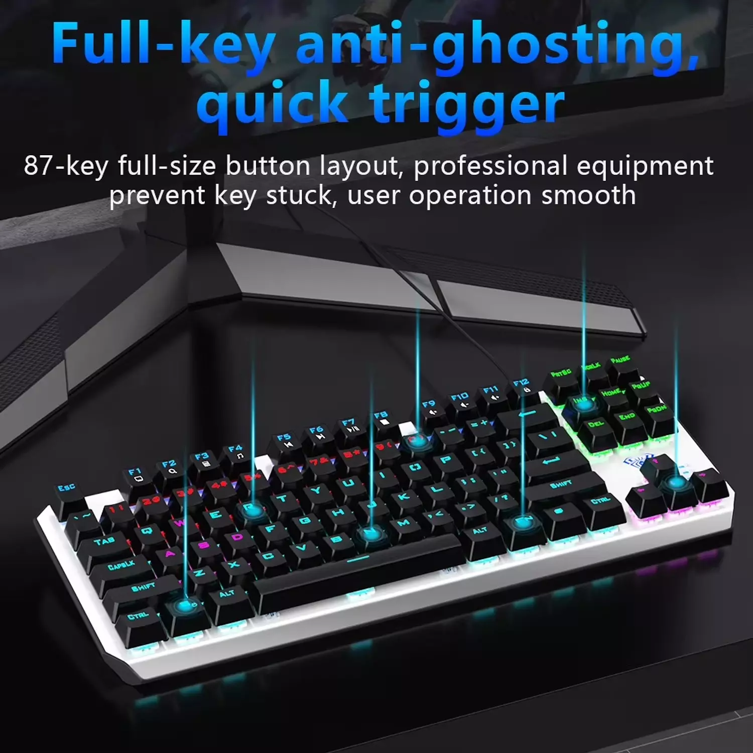 AULA Wind F3087 Mechanical Gaming Keyboard, 87 Keys, Stunning  Backlight, USB Connection, Compact Design 3