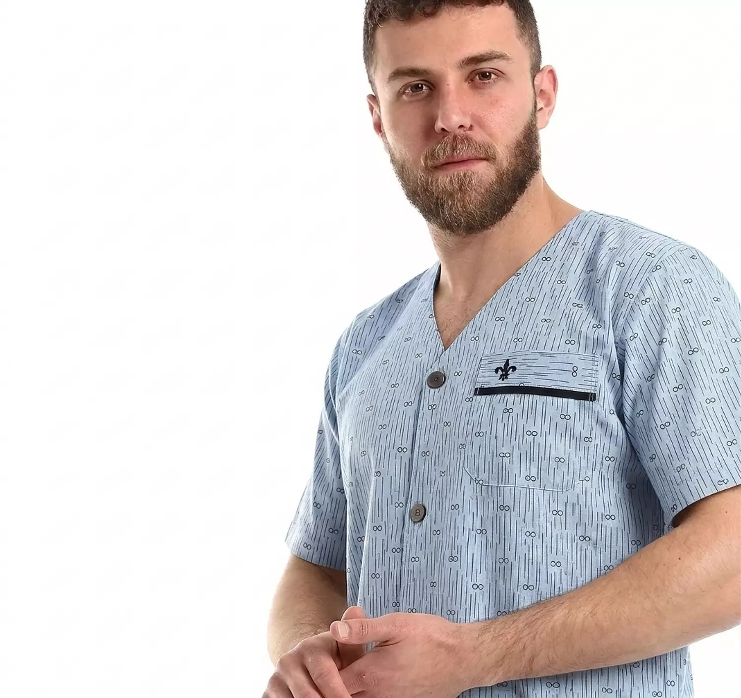 بيجاما رجالي مطبوعه كلاسيك - 2286- لبني hover image