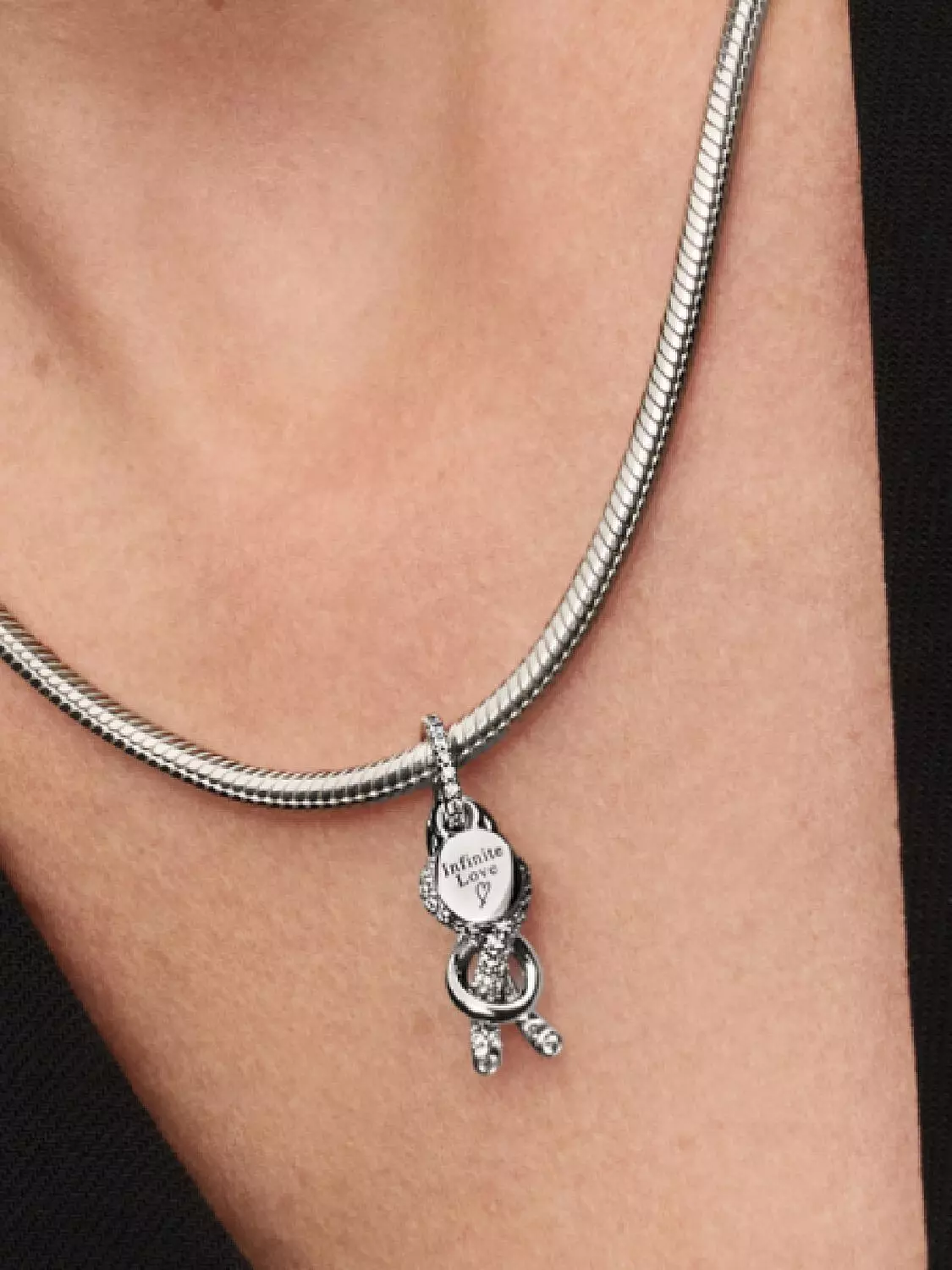 Pavé Infinity Knot Dangle Charm Sterling silver 1