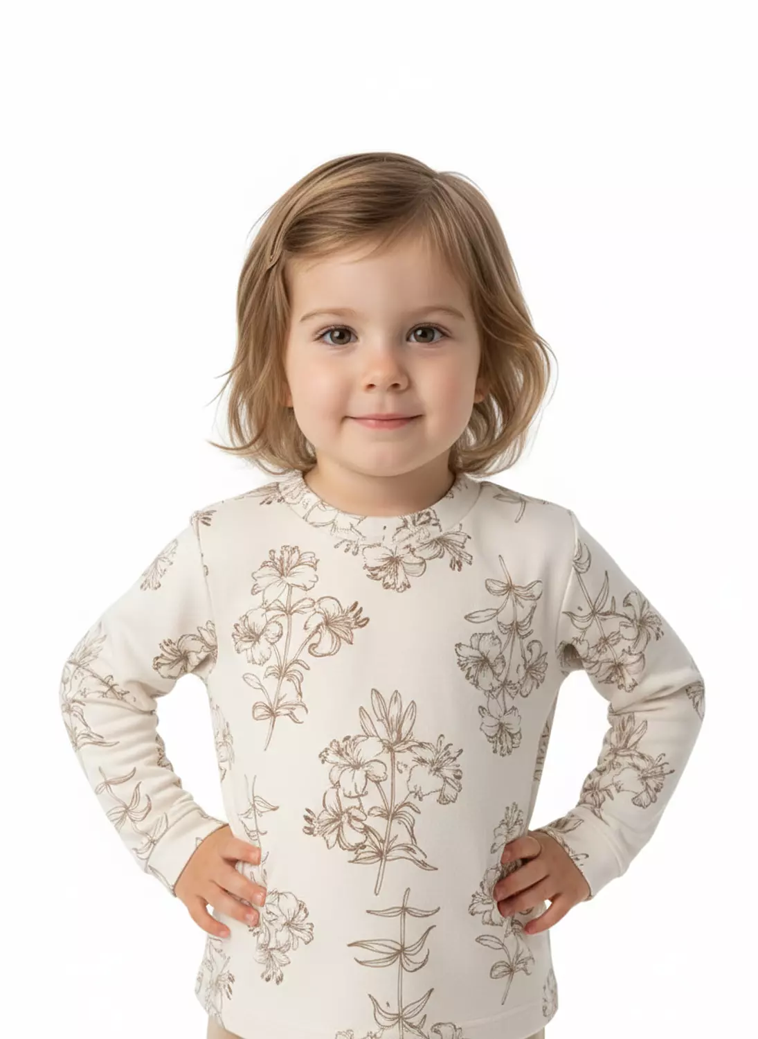 Shorto Printed Flower PJ - Girl - Beige - 3101 - 1 4
