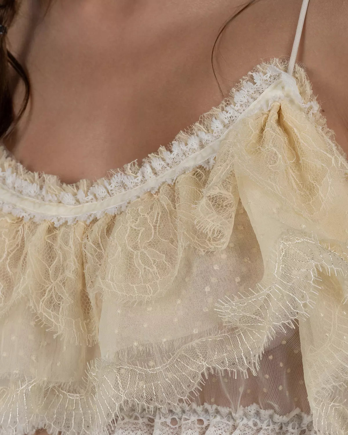 Delicate Cream Ruffled Crop Top 4