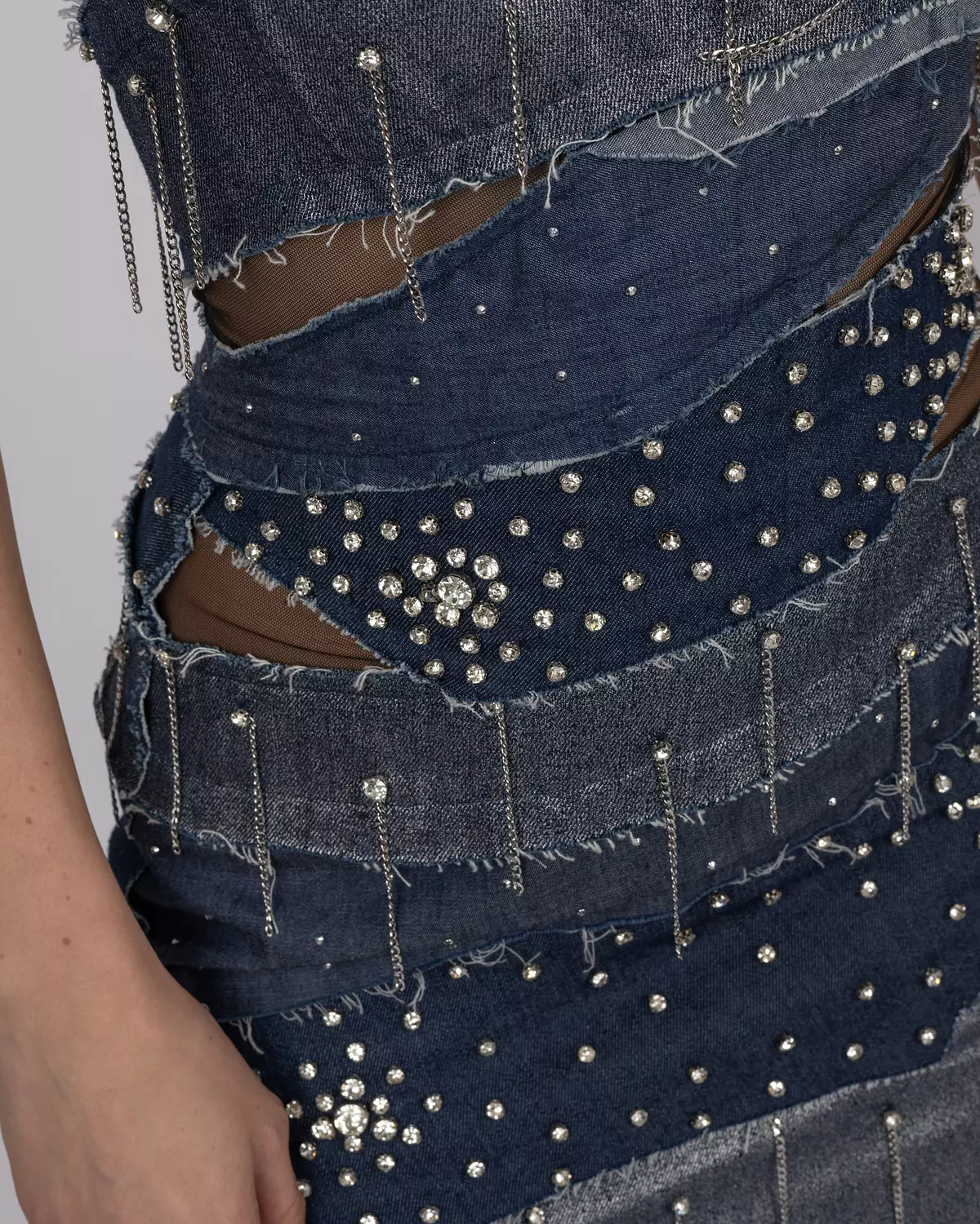 Denim Patchwork Mini Dress 6