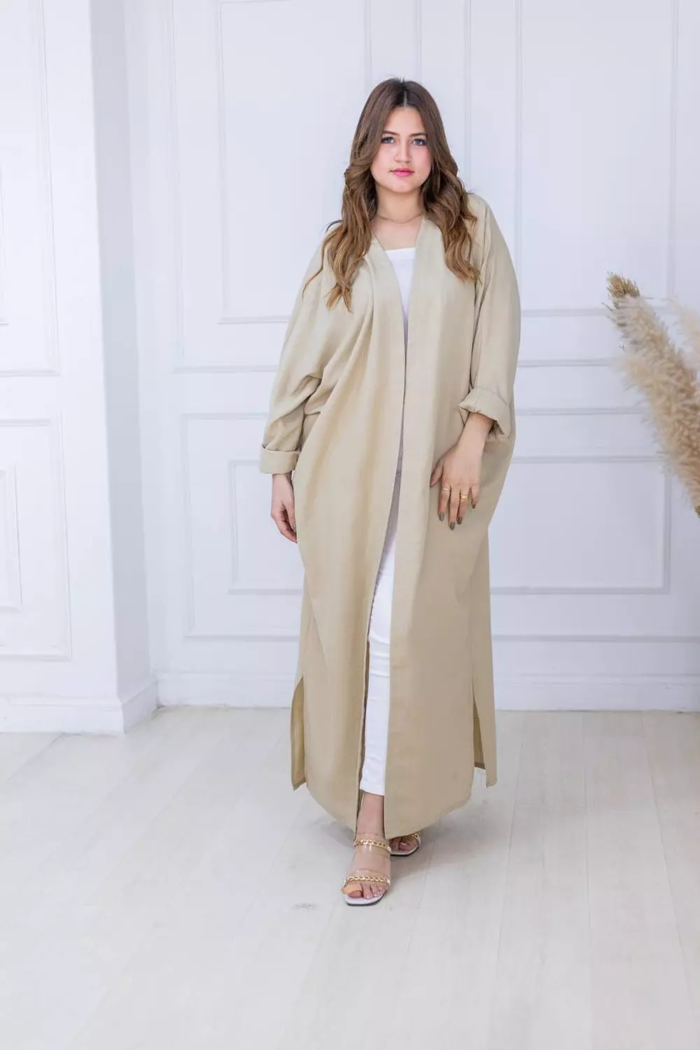Linen Cardigan Robe - Beige hover image