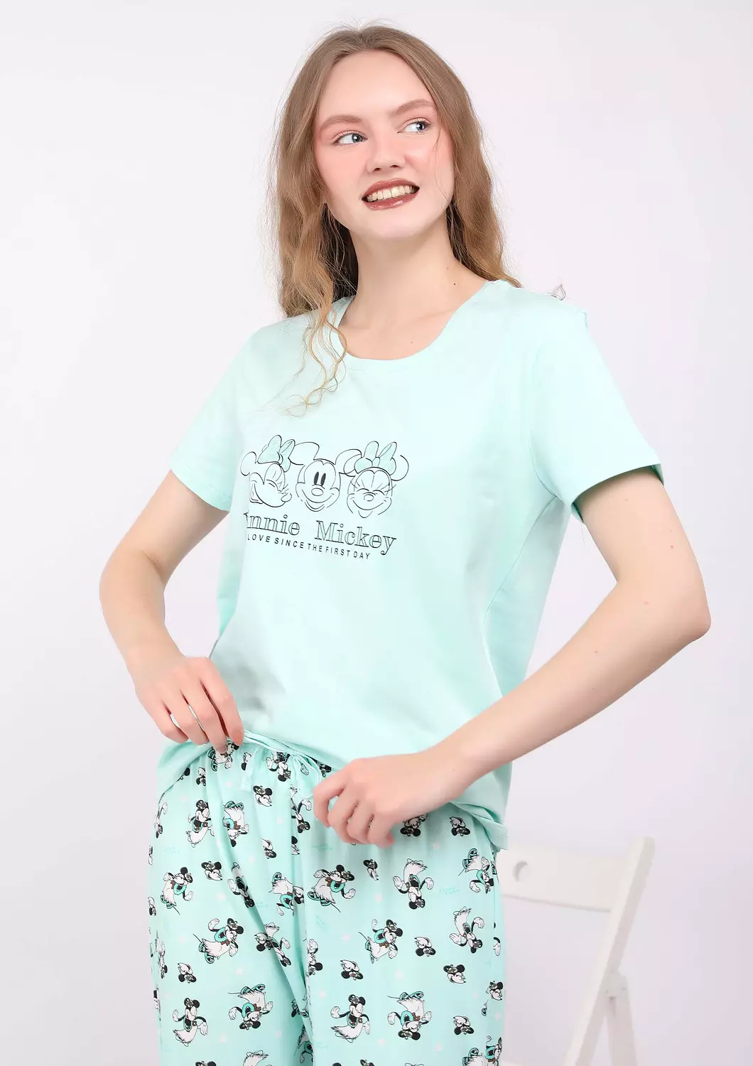 S132 Minnie mouse FULL-LENGTH PANTS Pajama Set  image