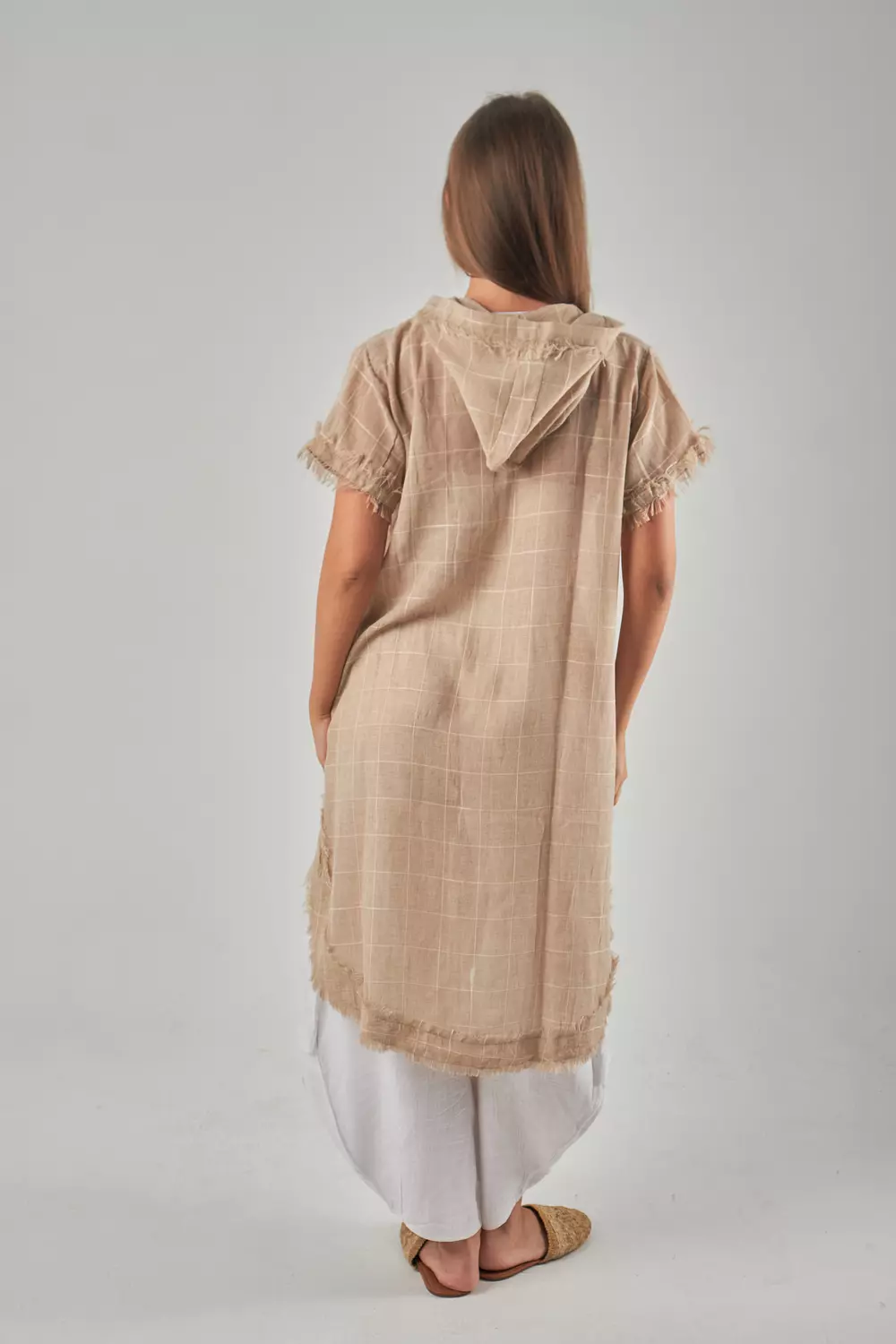 Hooded Mesh Linen Beige Set 4