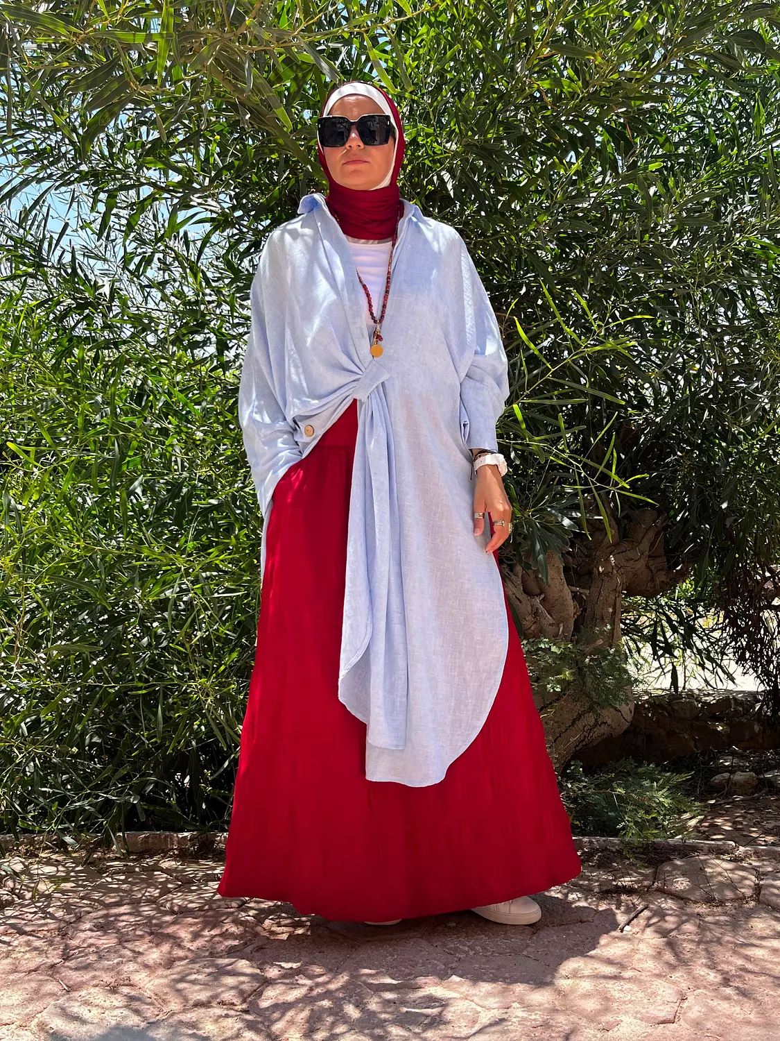 Dark red skirt image