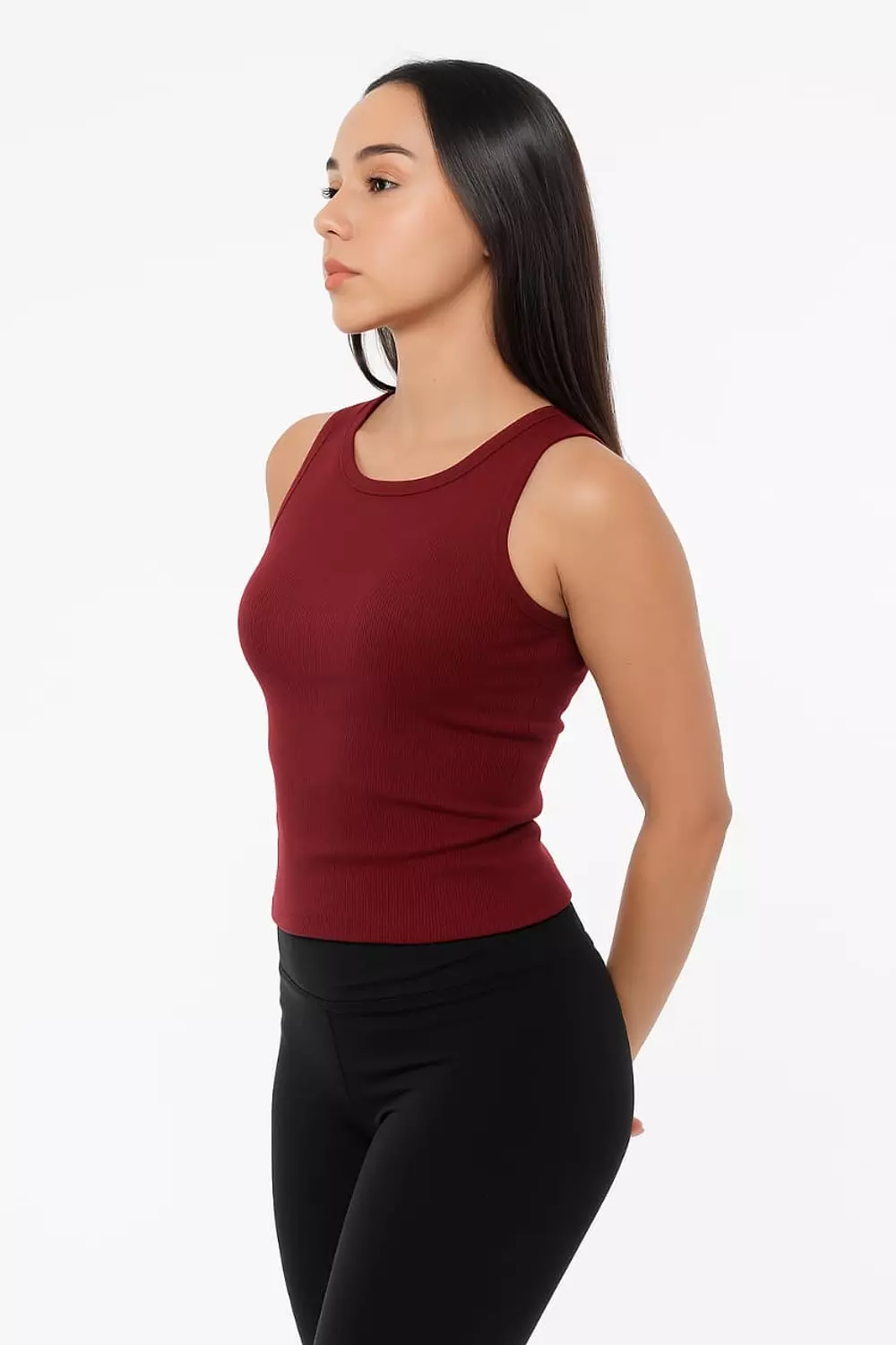 Crew Neck Tank Top- Burgundy – bold, confident edge image